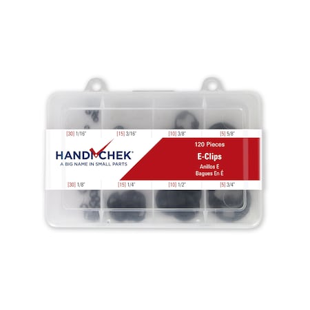 Handi-Chek External Retaining Ring Assortment, Carbon Steel, Phosphate Finish, 120 Pieces, 8 Sizes DISP-E120